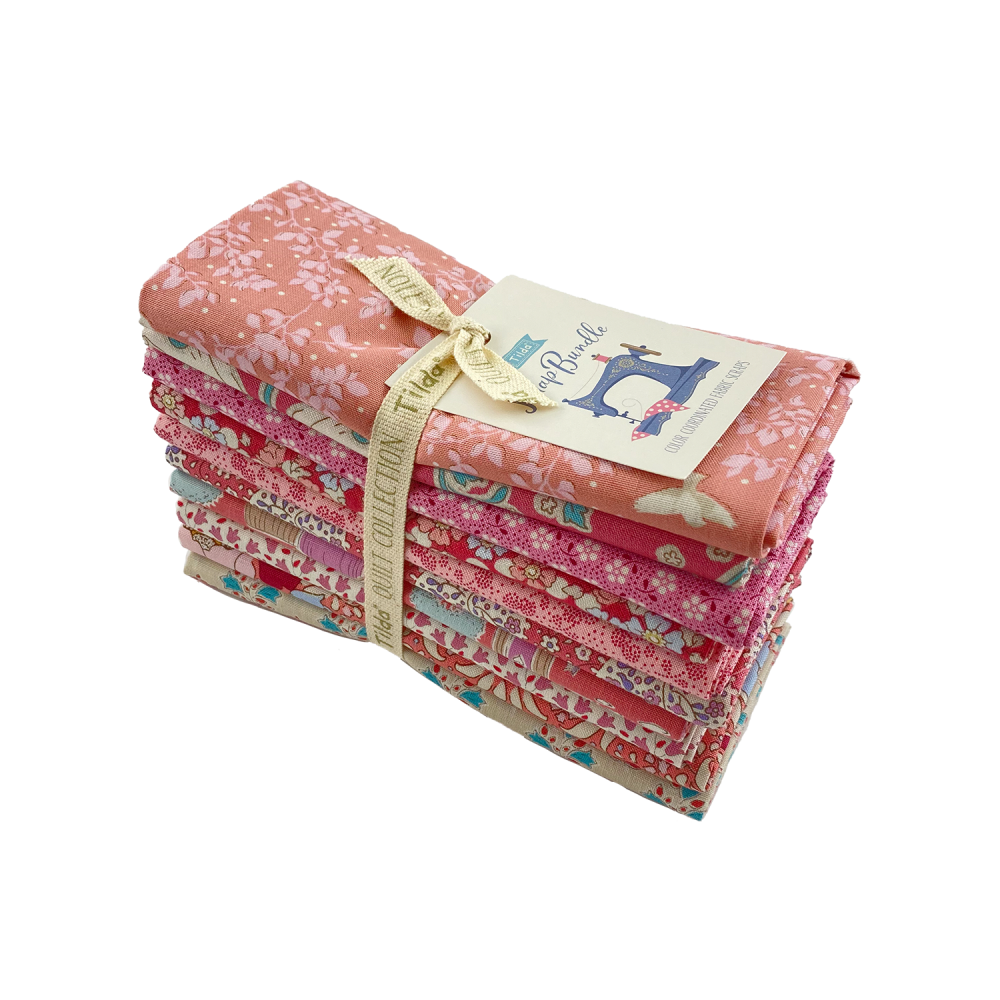 Baumwollstoff Tilda Fat Quarter  "Scrap Bundle" red / pink / peach